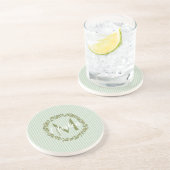 Persoonlijke olijfkrans monogram zandsteen kust onderzetter (Zijkant)