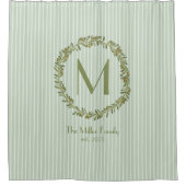 Persoonlijke olijftak monogram douchegordijn (Voorkant)