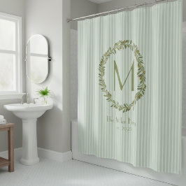 Persoonlijke olijftak monogram douchegordijn
