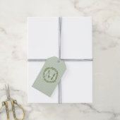 Persoonlijke olijftak-monogram krans cadeaulabel (Met Touw)