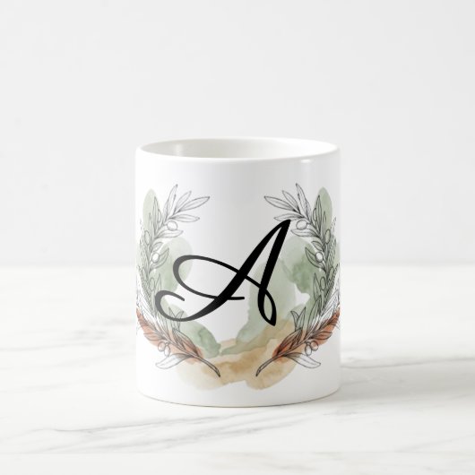 Persoonlijke Olijftak Monogrammok | Botanisch Koffiemok (Center)