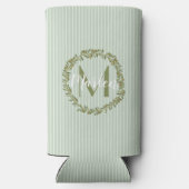 Persoonlijke olijftakkrans monogram seltzer blikjeskoeler (Achterkant)