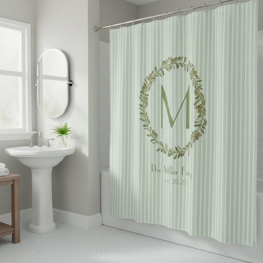 Persoonlijke olijftakmonogram douchegordijn