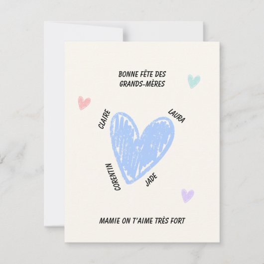 Persoonlijke oma-dag namen van kleinkinderen notitiekaartje (Voorkant)