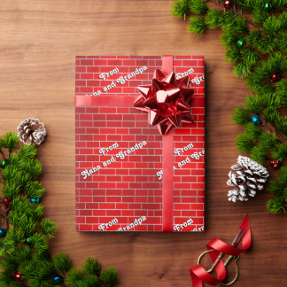 Persoonlijke Oma en Opa Baksteen Kerstmis Cadeaupapier
