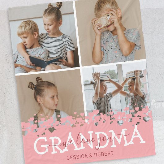 Persoonlijke oma foto collage fleece deken