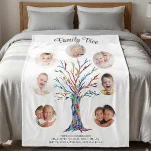 Persoonlijke oma foto familiestamboom cadeau fleece deken