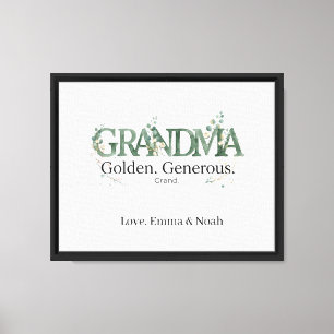 Persoonlijke oma gouden genereuze geweldige quote canvas afdruk