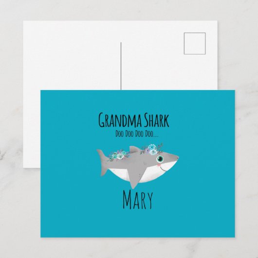 Persoonlijke Oma Haai Doo Doo Doo Briefkaart (Voorkant / Achterkant)