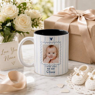 Persoonlijke oma-mok met babyfoto tweekleurige koffiemok