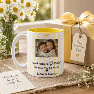 Persoonlijke oma-mok met foto van kinderen en name tweekleurige koffiemok