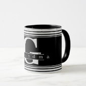 Persoonlijke oma monogram zwart-wit mok (Voorkant rechts)