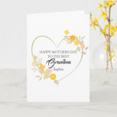 Persoonlijke oma naam Moederdag bloemhart Kaart (Gele Bloem)