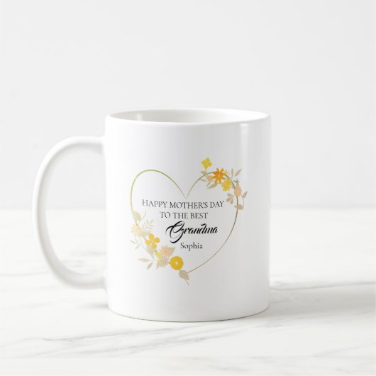 Persoonlijke Oma Naam Moederdag Bloemhart Koffiemok (Links)