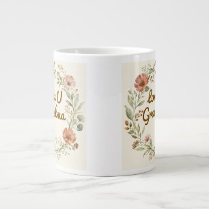 Persoonlijke oma op maat gemaakte bloemenkrans cad grote koffiekop