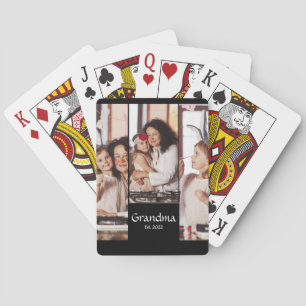 Persoonlijke Oma Opgericht 3-Foto Collage Pokerkaarten