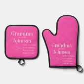 Persoonlijke Oma Roze Ovenwant & Pannenlap Set (Voorkant)