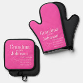 Persoonlijke Oma Roze Ovenwant & Pannenlap Set (Voorkant / Achterkant)