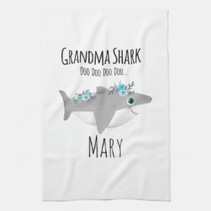 Persoonlijke oma Shark Doo Doo Doo Theedoek