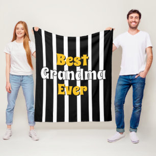 Persoonlijke oma zwart & witte strepen fleece deken