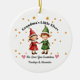 Persoonlijke Oma's Kleine Elfen Kerstbal Keramisch Ornament