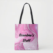 Persoonlijke oma's Stuff | Roze en wit Tote Bag (Voorkant)