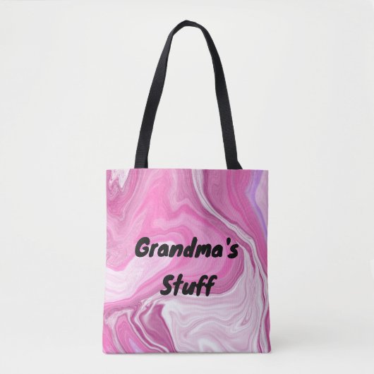 Persoonlijke oma's Stuff | Roze en wit Tote Bag (Voorkant)