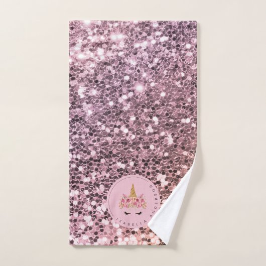 Persoonlijke Ombre Glitter Unicorn Bad Handdoek (Handdoek)