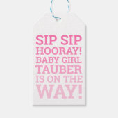 Persoonlijke Ombre Sip Sip Hooray Baby Girl Shower Cadeaulabel (Voorkant)