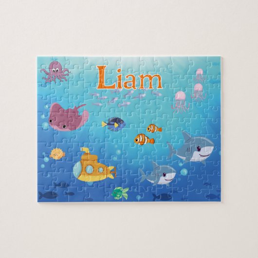 Persoonlijke Onder De Zee Kindernaam Puzzel (Horizontaal)