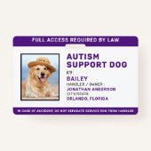 Persoonlijke ondersteuning voor autisme Dog-ID Fot Badge (Voorkant)