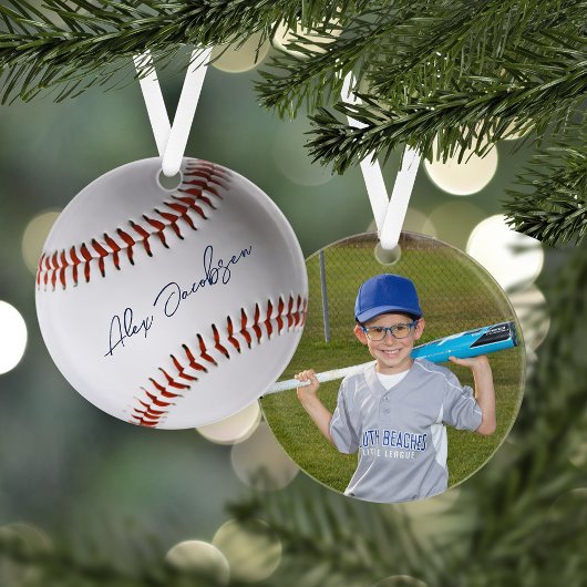 Persoonlijke ondertekende Baseball-foto Ornament