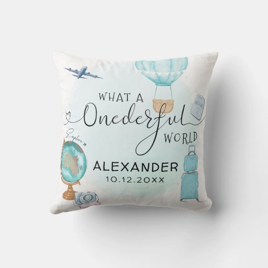 Persoonlijke ONEderful World 1st First Birthday Kussen (Achterkant)