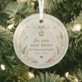 Persoonlijke 'Ons Eerste Huis'-ornament, Nieuw hui Glas Ornament