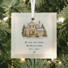 Persoonlijke 'Ons Eerste Huis'-ornament, Nieuw Hui Glas Ornament