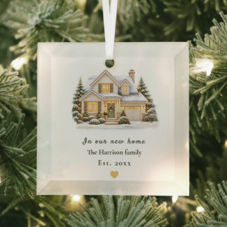 Persoonlijke 'Ons Eerste Huis'-ornament, Nieuw Hui Glas Ornament