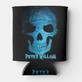 Persoonlijke onstuimige blauw nachtschedel blikjeskoeler (Voorkant)