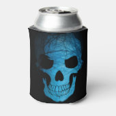 Persoonlijke onstuimige blauw nachtschedel blikjeskoeler (Blikje Achterkant)