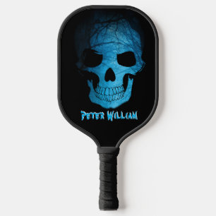 Persoonlijke onstuimige blauw nachtschedel pickleball paddle