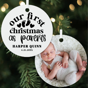 Persoonlijke Onze Eerste Kerst Als Ouders Foto Metalen Ornament