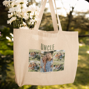 Persoonlijke Oom 5 Fotocollage Grote Tote Bag