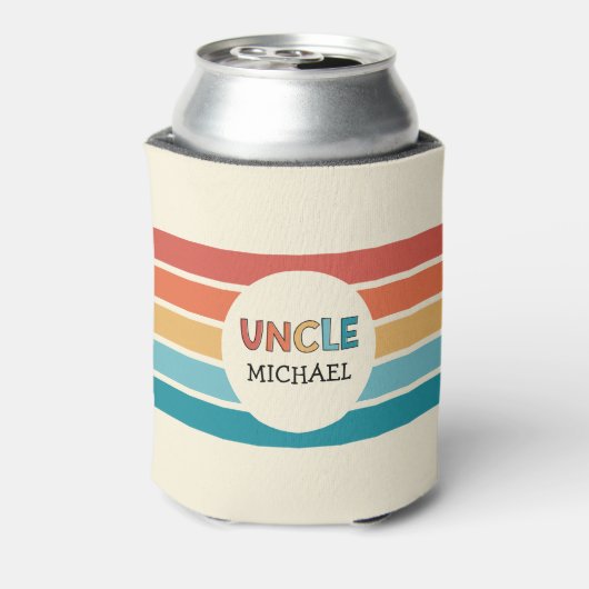 Persoonlijke Oom Retro Strepen Blikjeskoeler (Blikje Achterkant)