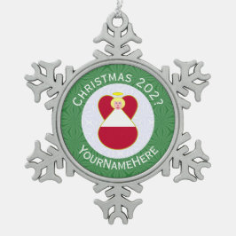 Persoonlijke Oostenrijkse engel kerst vlag Tin Sneeuwvlok Ornament