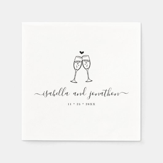 Persoonlijke op maat gemaakte champagnetoost serve servet (Voorkant)