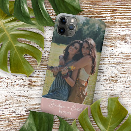 Persoonlijke op maat gemaakte foto van beste vrien iPhone 15 mini hoesje