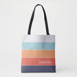 Persoonlijke op maat gemaakte gestreepte boodschap tote bag