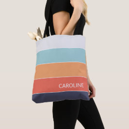 Persoonlijke op maat gemaakte gestreepte boodschap tote bag