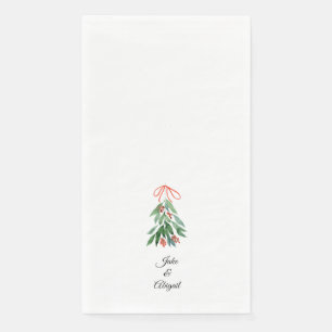 Persoonlijke op maat gemaakte maretak Kerstmis II Servet