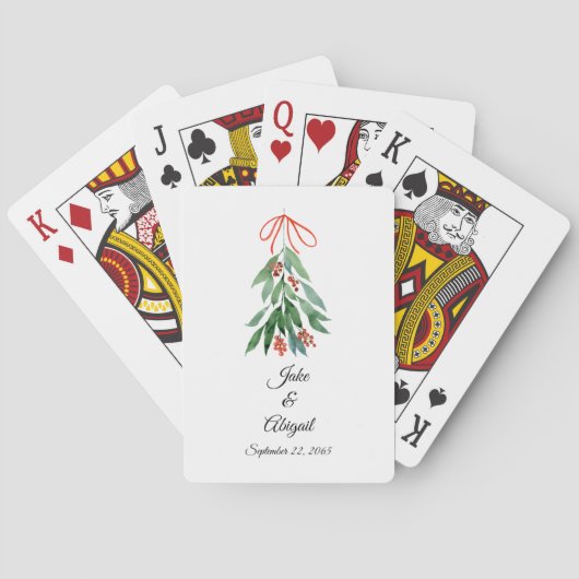 Persoonlijke op maat gemaakte mistletoe kerst  pokerkaarten (Achterkant)