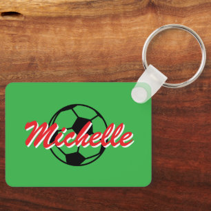 Persoonlijke op maat gemaakte naam voetbal sleutel sleutelhanger